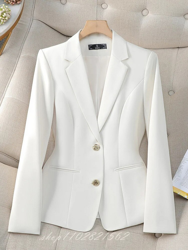 Rózsaszín női öltöny blézer, egysoros, hosszú ujjú dzseki, laza, hétköznapi tavaszi női felsők, 2024-es ropa de mujer