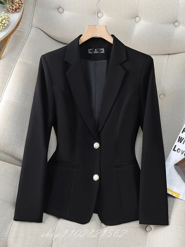 Rózsaszín női öltöny blézer, egysoros, hosszú ujjú dzseki, laza, hétköznapi tavaszi női felsők, 2024-es ropa de mujer