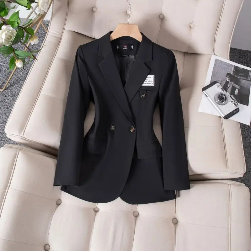 Sárga, duplasoros, hosszú ujjú női blézer, karcsúsított kabát, alkalmi kabát mindennapi viseletre Tavaszi őszi felsőruházat nőknek