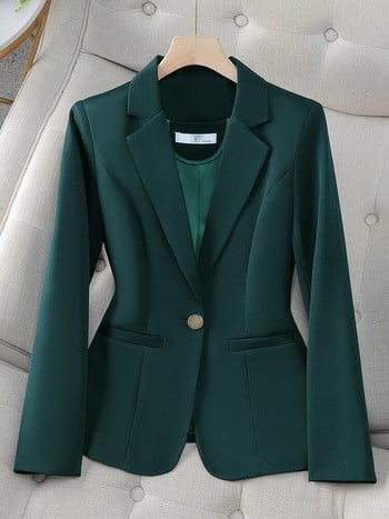 Бял дамски блейзър костюм с дълъг ръкав Ежедневно яке Черно зелено официално палто за офис дама Дамско връхно облекло блейзър mujer