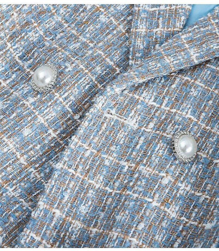 2023 Άνοιξη Φθινόπωρο Γυναικείο Μπουφάν Διπλό Διχτυωτό Τουίντ Μάλλινα Παλτό Γυναικεία Casual Χοντρά Μπλέιζερ Εξωτερικά Γυναικεία Κοστούμια 3XL