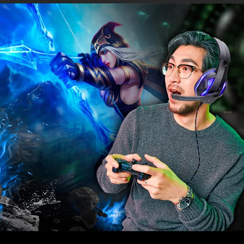 Cool LED ενσύρματα ακουστικά με μικρόφωνο Ακουστικά παιχνιδιών για υπολογιστή Ακουστικά Gamer Stereo Gaming ακουστικά για υπολογιστή/PS4/Τηλέφωνο