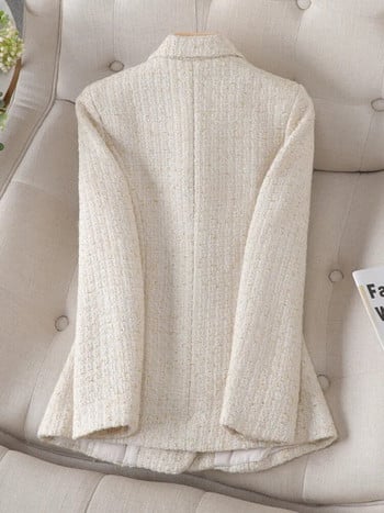Υψηλής ποιότητας Κορεάτικη μόδα Tweed Blazer Παλτό Γυναικείο μακρυμάνικο γαλλικό λεπτό μάλλινο κοστούμι outwear Φθινοπωρινό χειμώνα Casaco