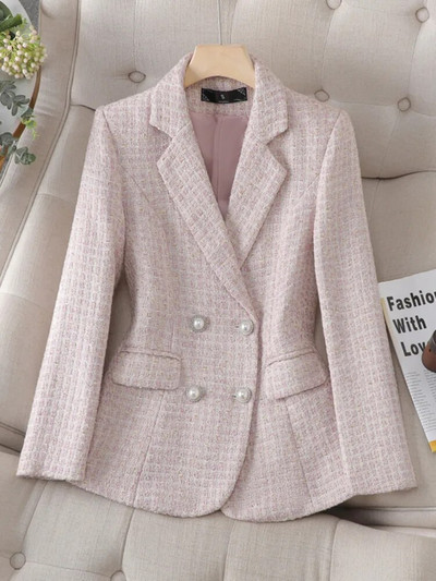 Υψηλής ποιότητας Κορεάτικη μόδα Tweed Blazer Παλτό Γυναικείο μακρυμάνικο γαλλικό λεπτό μάλλινο κοστούμι outwear Φθινοπωρινό χειμώνα Casaco