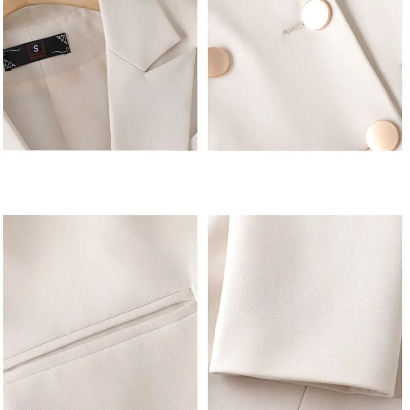 Női alkalmi blézer duplasoros öltöny dzseki koreai változat, tiszta színű, laza öltöny dzseki Egyszerű irodai női felsők