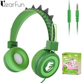 Căști drăguțe pentru copii cu dinozaur, cu microfon, volum sigur, 85 db, sunet stereo, căști pentru copii cu fir pentru computerul Ipad, cadouri pentru copii