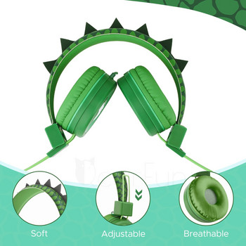 Cute Dinosaur Kids Headphones With Mic Safe Volume 85db Stereo Sound Ενσύρματα παιδικά ακουστικά για Ipad Παιδικά Δώρα