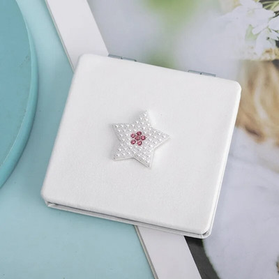 Összehajtható dupla zsebes tükör nagyító sminktükör Pearl Love PU sminktükör Hajtogatott kompakt tükrök Beauty kozmetikai eszköz