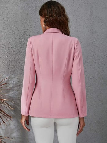 Ροζ γυναικείο κοστούμι Blazer μακρυμάνικο μπουφάν Διπλό στήθος Slim Fit Coat For Lady Party Formal Women Top for Office