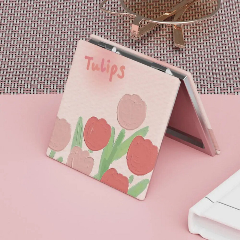 Ins Rose mažas kosmetinis veidrodis studentams darbalaukyje didelės vertės princesės makiažo veidrodis nešiojamas dvipusis sulankstomas kosmetinis veidrodis