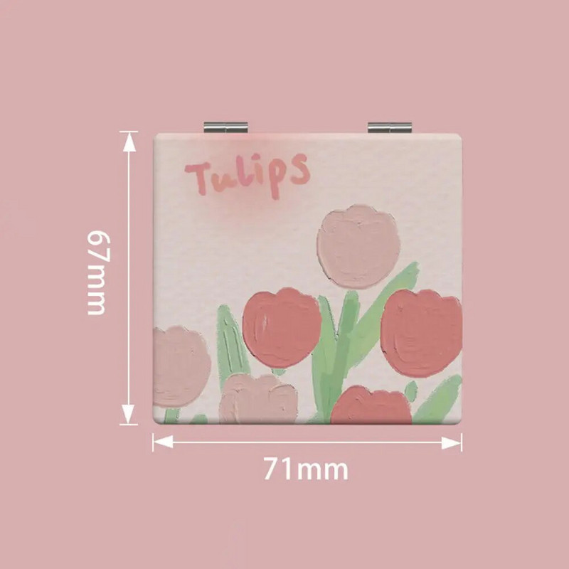 Ins Rose mažas kosmetinis veidrodis studentams darbalaukyje didelės vertės princesės makiažo veidrodis nešiojamas dvipusis sulankstomas kosmetinis veidrodis