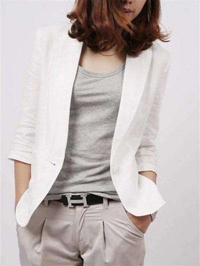 Costum din bumbac și in Jachetă damă primăvară vară jachete șic și elegante Blazere scurte damă Blazer alb pentru femei