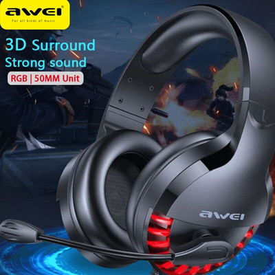 Awei ES-770I Ενσύρματα ακουστικά παιχνιδιών 3,5 mm Plug Gamer Headset Surround Sound with Mic for PC 50mm Driver Earbuds