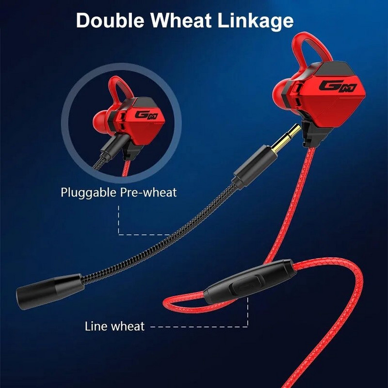 Vezetékes fülhallgató mikrofonnal, extra basszus, Drive-by-Wire, fülbe helyezhető, közvetlen csatlakozó, számítógép, mobiltelefon, sport, játék fejhallgató