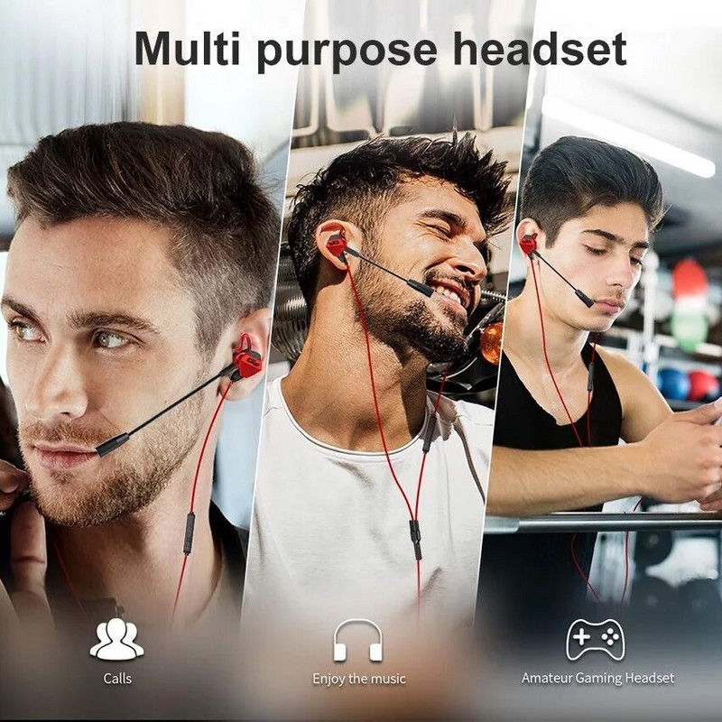 Vezetékes fülhallgató mikrofonnal, extra basszus, Drive-by-Wire, fülbe helyezhető, közvetlen csatlakozó, számítógép, mobiltelefon, sport, játék fejhallgató