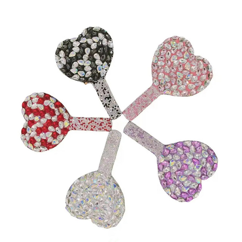 Luxus gyémánt kéztükör szerelem szívtükör női nyéllel smink kozmetikai szépségápolási eszközök kézi hiúsági sminktükör lányoknak