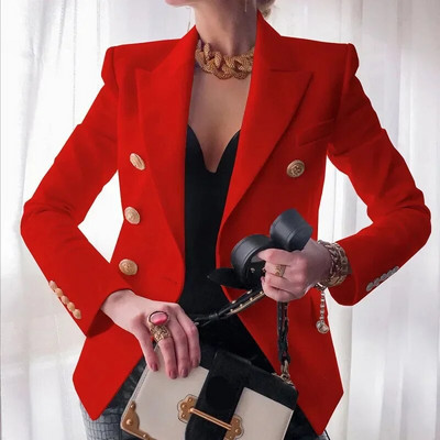 Blazer elegant coreean șic, la modă pentru femei, costume la două piepturi, cu mânecă lungă, jachete casual solide, sacouri pentru femei, toamnă iarnă