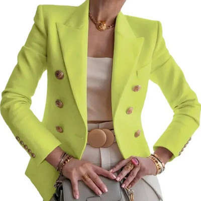 Blazer elegant coreean șic, la modă pentru femei, costume la două piepturi, cu mânecă lungă, jachete casual solide, sacouri pentru femei, toamnă iarnă