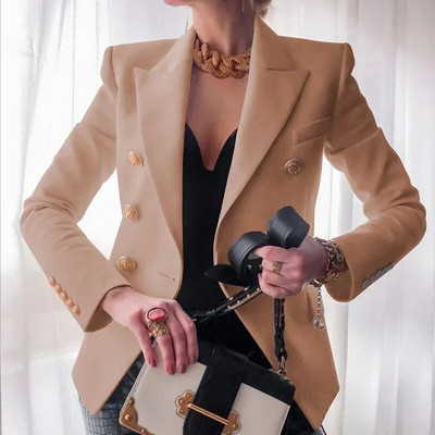 Blazer elegant coreean șic, la modă pentru femei, costume la două piepturi, cu mânecă lungă, jachete casual solide, sacouri pentru femei, toamnă iarnă