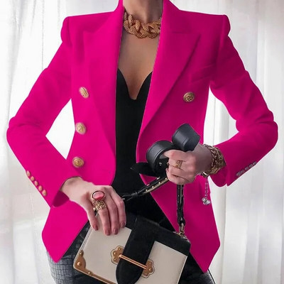Blazer elegant coreean șic, la modă pentru femei, costume la două piepturi, cu mânecă lungă, jachete casual solide, sacouri pentru femei, toamnă iarnă