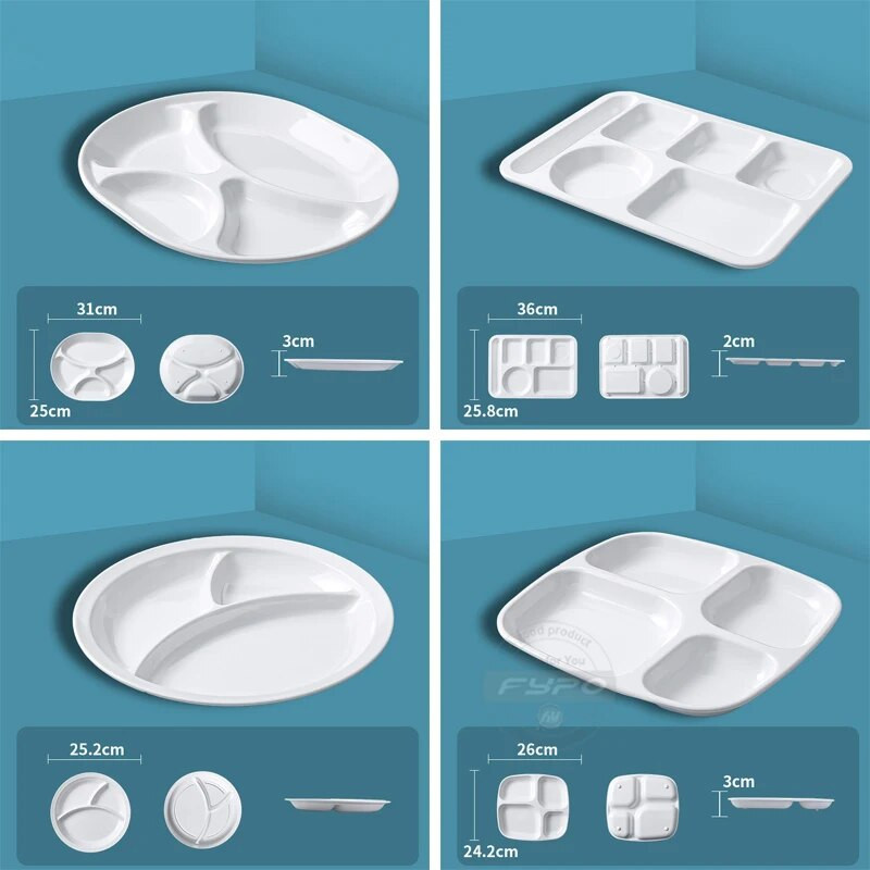 3/4/7-Rácsos tányérok ételhez Vacsora tányérok Evőeszközök Étkezőrekeszes tányér Felszolgáló edények Saláta konyha Környezetbarát étkészlet