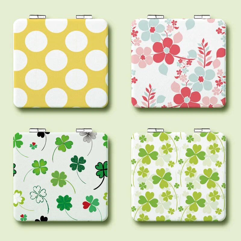 Φορητός καθρέφτης μακιγιάζ Mini Pu Magnify Πτυσσόμενος Διπλή τσέπη Μικρός καθρέφτης μακιγιάζ για Εργαλείο ομορφιάς ταξιδιού