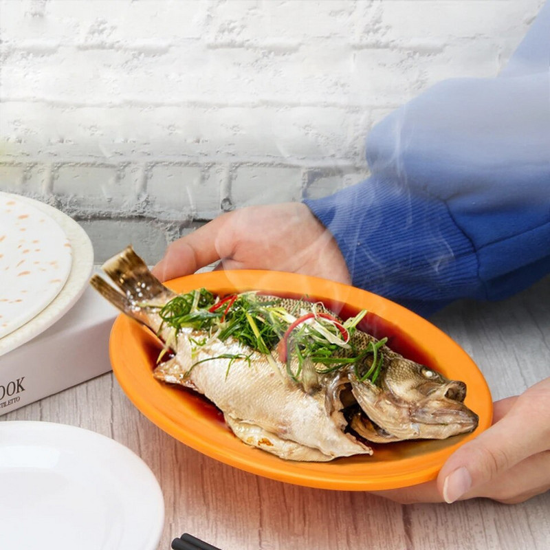 Zahustený BBQ grilovaný špíz tanier melamínový oválny občerstvenie plastový tanier reštaurácia cestoviny tanier komerčné morské plody ryby tanier