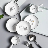 1 ks Roztomilá mačka Keramická korenie Malá miska Kreatívna kuchynská miska na omáčku Domáci namáčací tanier Kreatívne octové sójové občerstvenie