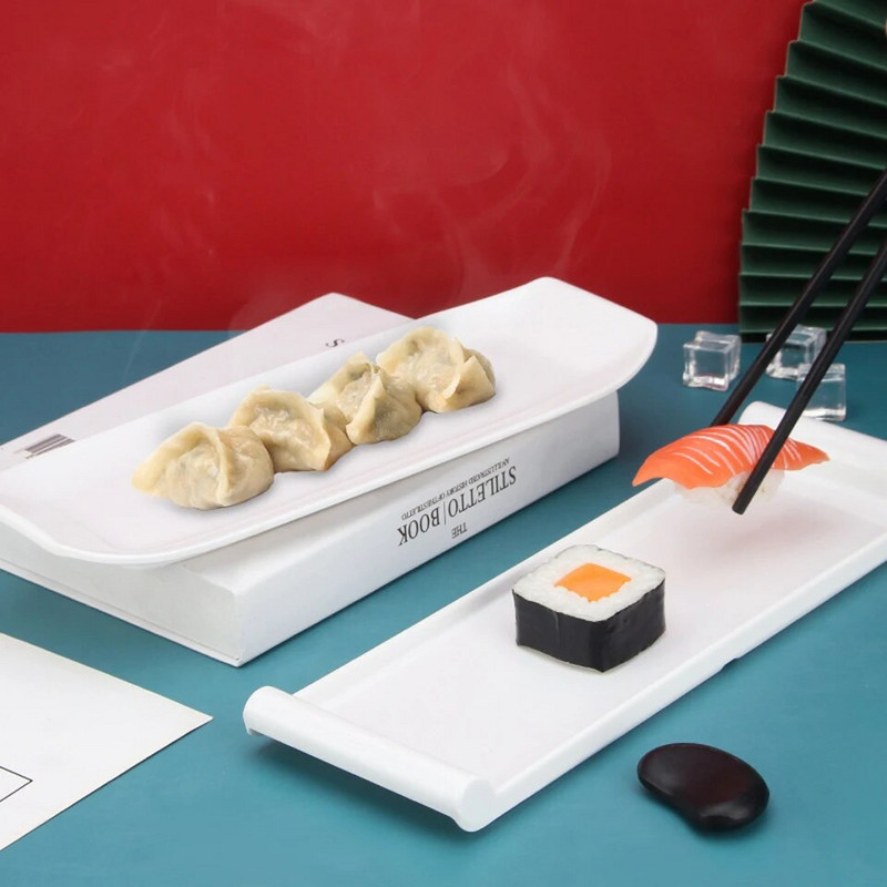Kreatívna japonská reštaurácia, plastová imitácia porcelánu, obdĺžnikový knedlík, sushi tanier, dim sum, jedlo, občerstvenie, špeciálny domáci