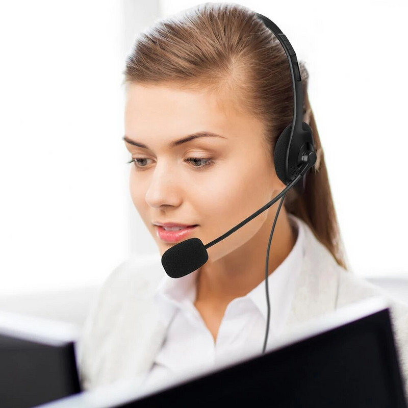 Skambučių centras Clear Voice Office School PC Žaidimai su mikrofonu USB laidinė kompiuterio ausinė Garso valdymas Triukšmo mažinimas