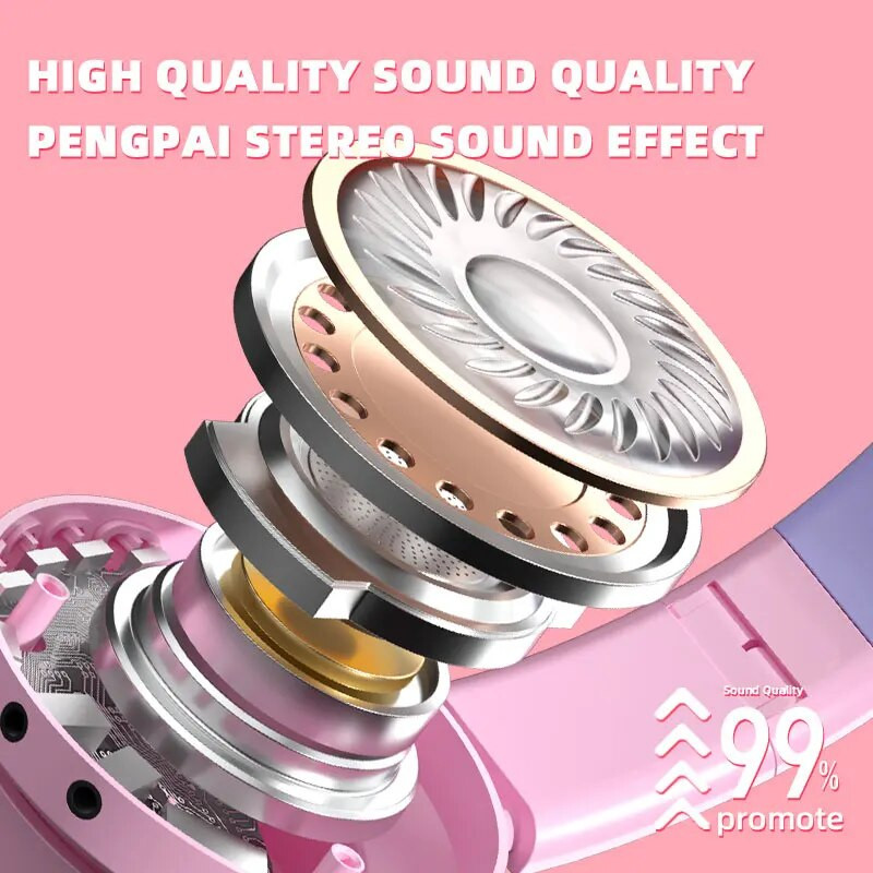 Herné slúchadlá s mačacími ušami s RGB osvetlením pre PC, iPad, slúchadlá s redukciou hluku a mikrofónom, detský vianočný darček