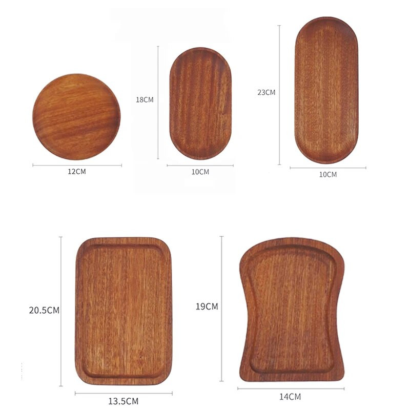 Japonský riad, okrúhly dezertný tanier z masívneho dreva, drevený podnos, tanier na občerstvenie, tanier so sušeným ovocím, drevený tanier orechovej farby