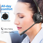 Căști Bluetooth pentru call center cu microfon BH520 Căști fără fir cu anulare a zgomotului pentru computer, telefoane de birou