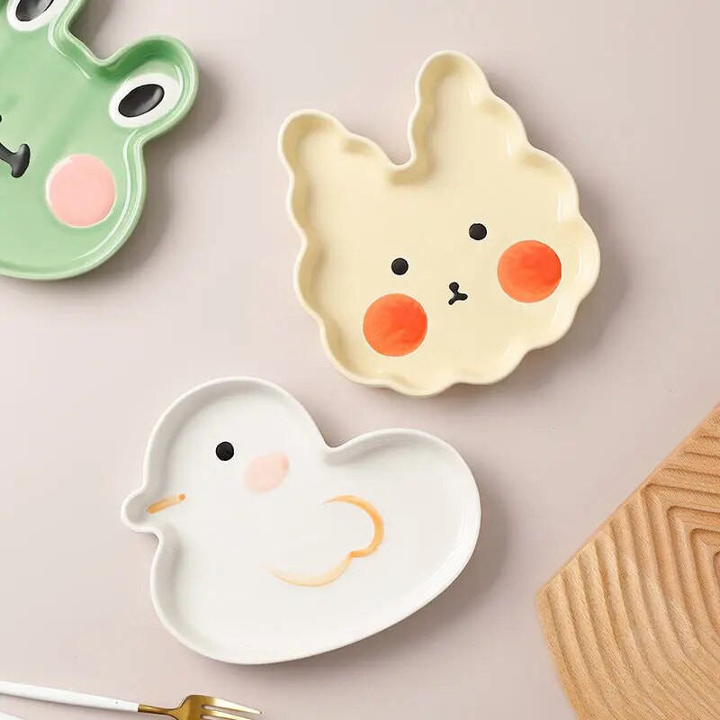 8-palcový keramický kreslený tanier so zvieratami, večerné taniere, kuchynský riad, kórejské súpravy riadu, severské knedličky, riad pre domácnosť