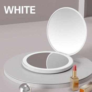 Мини с USB зареждане Преносимо Красота Светещо огледало за грим Козметичен инструмент 2X увеличително огледало LED светлина