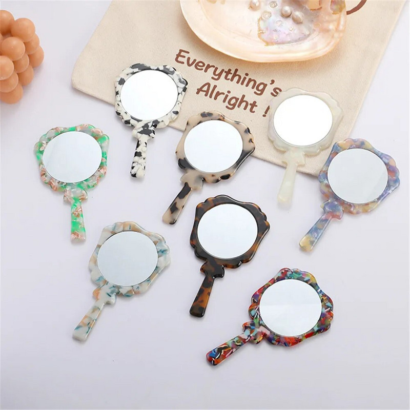 Φορητοί καθρέφτες χειρός Ρετρό καθρέφτης μακιγιάζ Χειροποίητος στρογγυλός καθρέφτης καθρέφτης κομμωτηρίων καθρέφτης με λαβή Καλλυντικά Εργαλείο ομορφιάς
