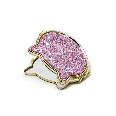 1 buc. Mini oglindă pentru pisici din metal cu desene animate, oglindă portabilă pentru cosmetică, de buzunar, de buzunar, pliabilă, oglindă de machiaj portabilă compactă