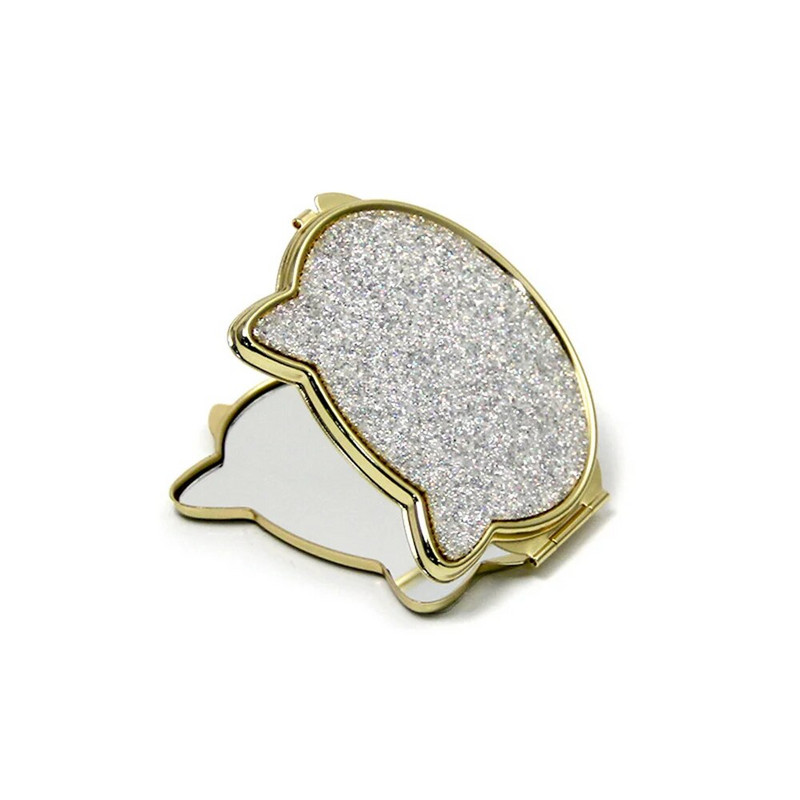 1 buc. Mini oglindă pentru pisici din metal cu desene animate, oglindă portabilă pentru cosmetică, de buzunar, de buzunar, pliabilă, oglindă de machiaj portabilă compactă