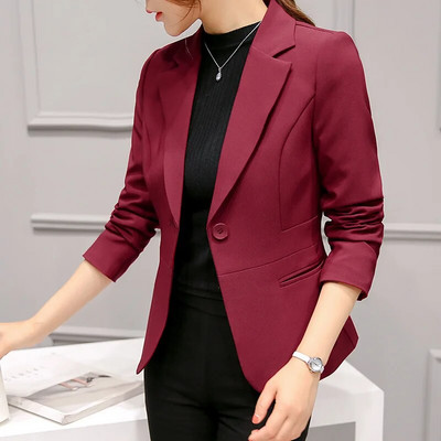 Blazer pentru femei negre 2023 Blazer subțiri formale pentru damă costum de lucru la birou buzunare jachete haină pentru femeie Coreea ocazional sacou scurt pentru femei