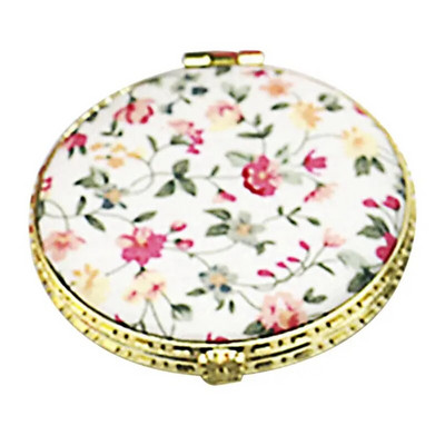 1 τεμ. Μίνι, στρογγυλή τσέπη, πτυσσόμενος καθρέφτης μακιγιάζ, Vintage, διπλές όψεις, λουλουδάτο εμπριμέ σε κινέζικο στυλ Συμπαγές φορητό καλλυντικό εργαλείο