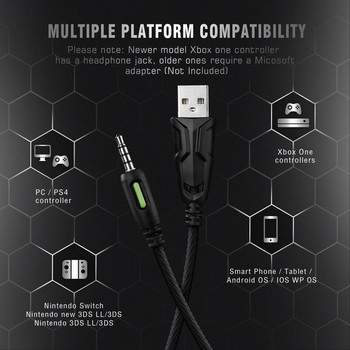 Слушалки за игри с шумопотискащ микрофон за PS4 PS5 Xbox One PC Компютър Мобилен 7.1 съраунд звук Слушалки с LED светлина