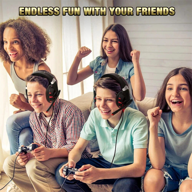 Herné slúchadlá s mikrofónom s potlačením hluku pre PS4 PS5 Xbox One PC Počítač Mobilné zariadenia 7.1 Slúchadlá s priestorovým zvukom a LED svetlom