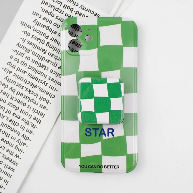 Ρετρό καρό καθρέφτη Βάση βάσης τηλεφώνου σκακιέρας Κλασικός φορητός τετράγωνος συμπαγής καθρέφτης INS Pocket Cosmetics Tool