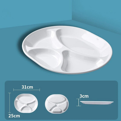 Večerné taniere Delený večerný tácok Obedový kontajner Jedálny tanier do školskej jedálne 3/4/7 sekcia Kuchynský tanier s priehradkou