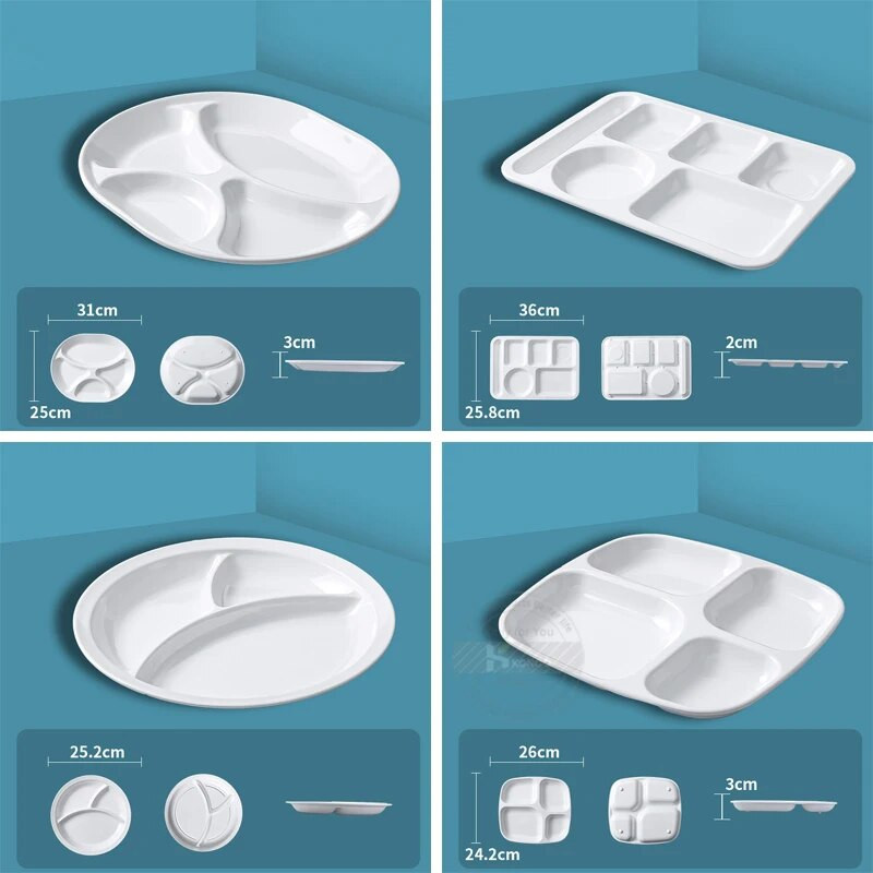 Večerné taniere Delený večerný tácok Obedový kontajner Jedálny tanier do školskej jedálne 3/4/7 sekcia Kuchynský tanier s priehradkou