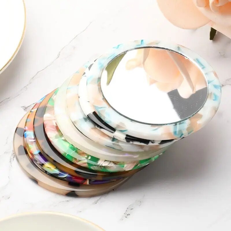 Acto rūgšties medžiaga makiažo veidrodis rankinis apskritas veidrodis kompaktiškas acto veidrodžiai kosmetika