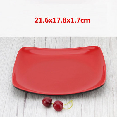Červený melamínový tanier, imitácia porcelánu, riad, varný tanier, tanier na rýchle občerstvenie, reštaurácia, ryžový bufet, tanier