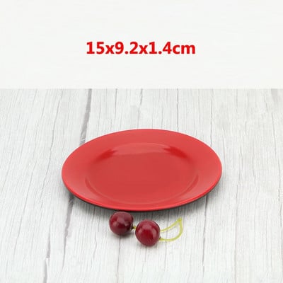 Červený melamínový tanier, imitácia porcelánu, riad, varný tanier, tanier na rýchle občerstvenie, reštaurácia, ryžový bufet, tanier