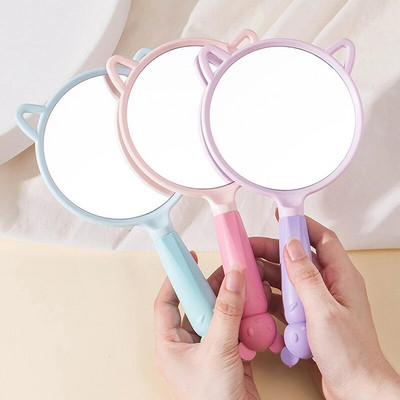 Hand Mini Mirror SPA Salon Cute Mirror Καθρέφτης μακιγιάζ για βλεφαρίδες Extension Rabbit Mouse Handheld Cosmetic Mirror with Handle