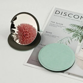 Asztali állvány kerek sminktükör kozmetikai összecsukható, kihajtható tükör sminktükör Rozsdamentes acél asztali PU kis tükör